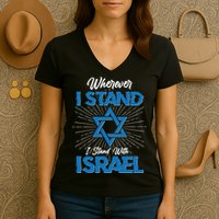 Wherever I Stand I Stand With Israel Women's V-Neck T-Shirt