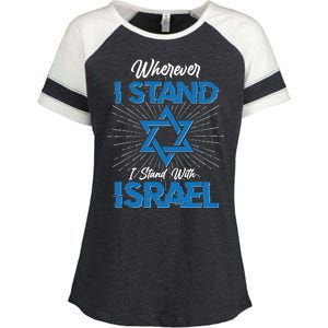 Wherever I Stand I Stand With Israel Enza Ladies Jersey Colorblock Tee