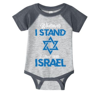 Wherever I Stand I Stand With Israel Infant Baby Jersey Bodysuit