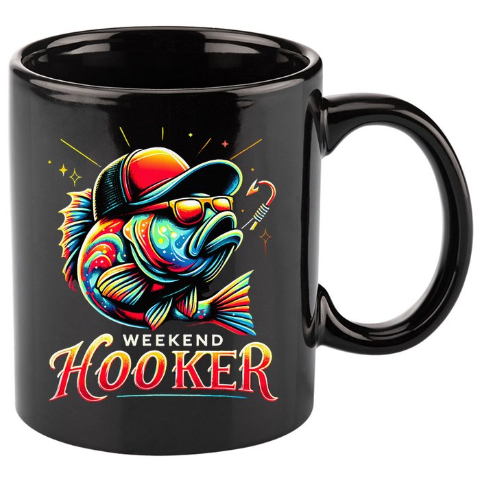 Weekend Hooker Funny Bass Fishing 11oz C Handle Ceramic Mug