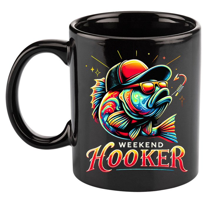 Weekend Hooker Funny Bass Fishing 11oz C Handle Ceramic Mug