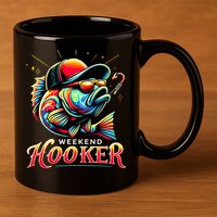 Weekend Hooker Funny Bass Fishing 11oz C Handle Ceramic Mug