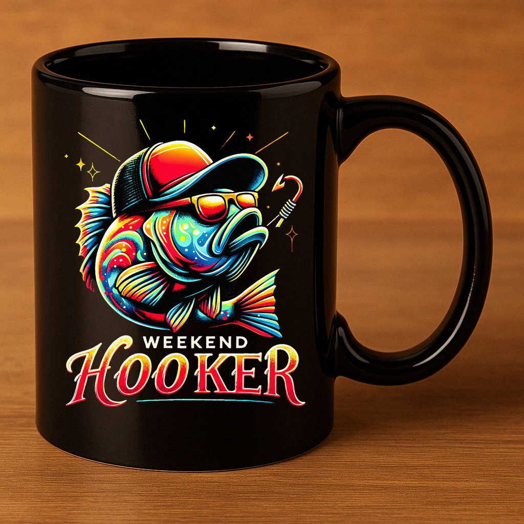 Weekend Hooker Funny Bass Fishing 11oz C Handle Ceramic Mug