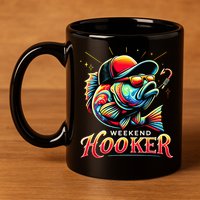 Weekend Hooker Funny Bass Fishing 11oz C Handle Ceramic Mug
