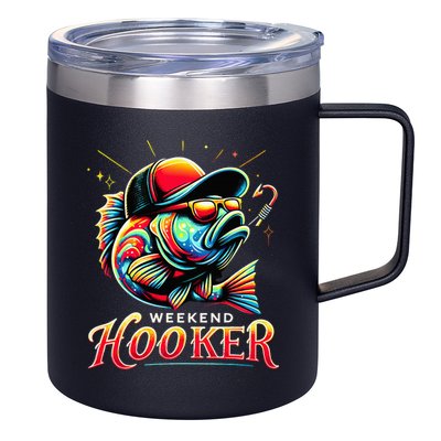 Weekend Hooker Funny Bass Fishing 12oz Stainless Steel Coffee Mug