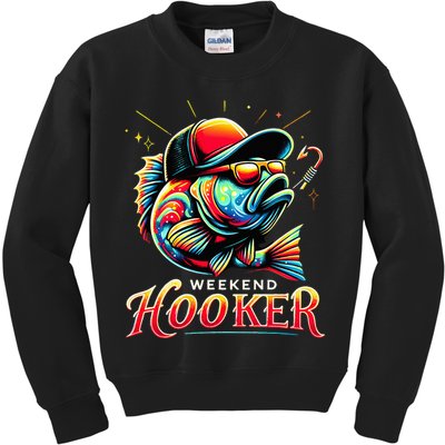 Weekend Hooker Funny Bass Fishing Kids Sweatshirt