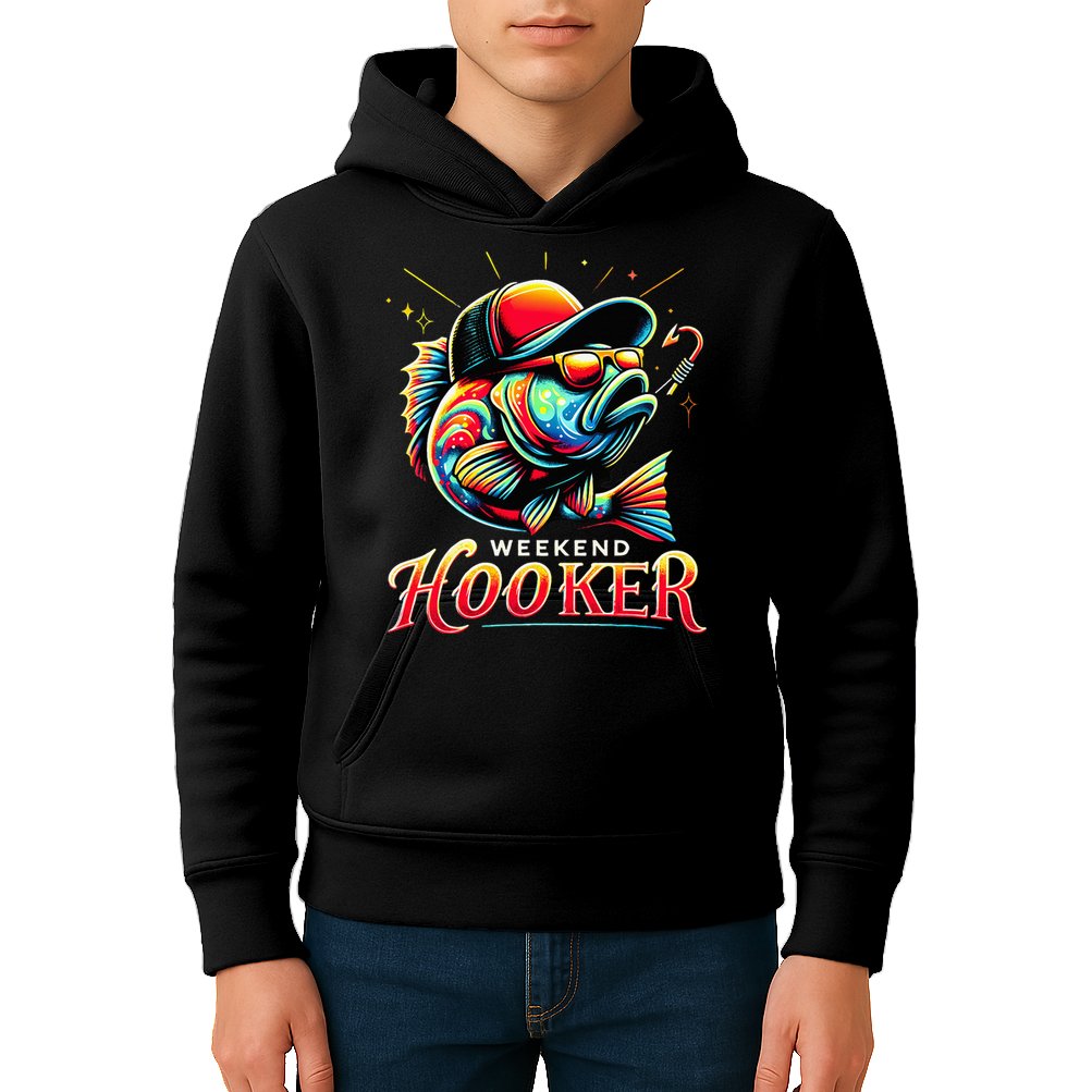 Weekend Hooker Funny Bass Fishing Kids Hoodie