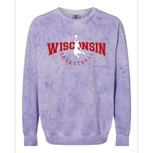 Wi Hoops Fan The Badger State Souvenir Wisconsin Basketball Gift Colorblast Crewneck Sweatshirt