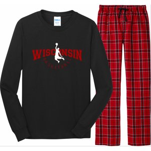 Wi Hoops Fan The Badger State Souvenir Wisconsin Basketball Gift Long Sleeve Pajama Set