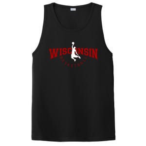 Wi Hoops Fan The Badger State Souvenir Wisconsin Basketball Gift PosiCharge Competitor Tank