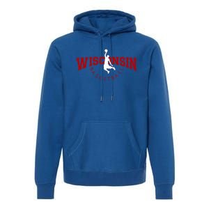 Wi Hoops Fan The Badger State Souvenir Wisconsin Basketball Gift Premium Hoodie