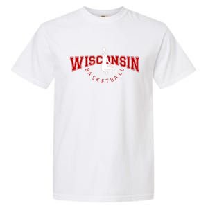 Wi Hoops Fan The Badger State Souvenir Wisconsin Basketball Gift Garment-Dyed Heavyweight T-Shirt