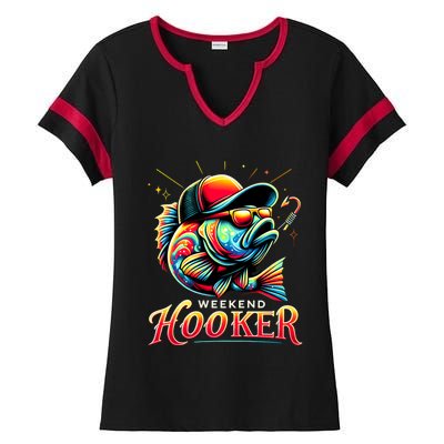 Weekend Hooker Funny Bass Fishing Ladies Halftime Notch Neck Tee