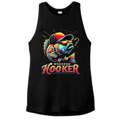 Weekend Hooker Funny Bass Fishing Ladies PosiCharge Tri-Blend Wicking Tank