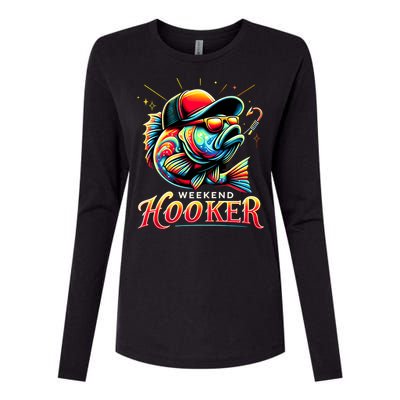 Weekend Hooker Funny Bass Fishing Womens Cotton Relaxed Long Sleeve T-Shirt