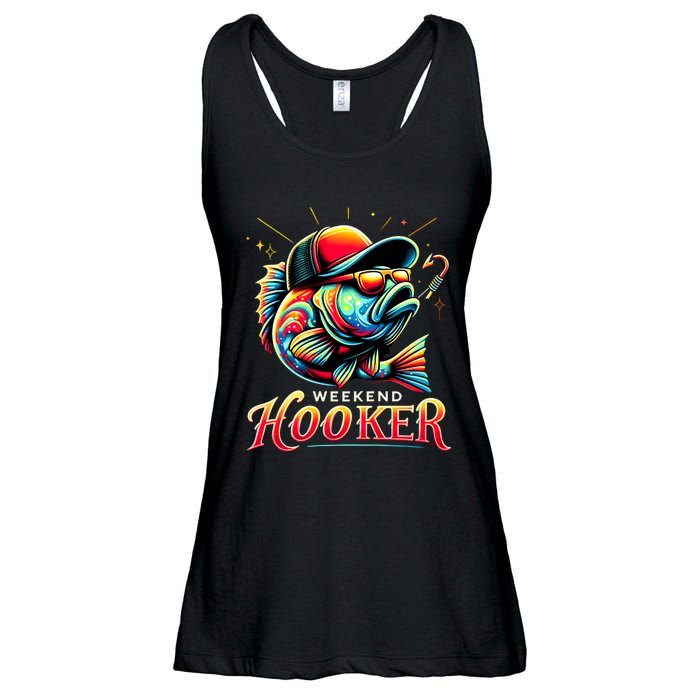 Weekend Hooker Funny Bass Fishing Ladies Essential Flowy Tank