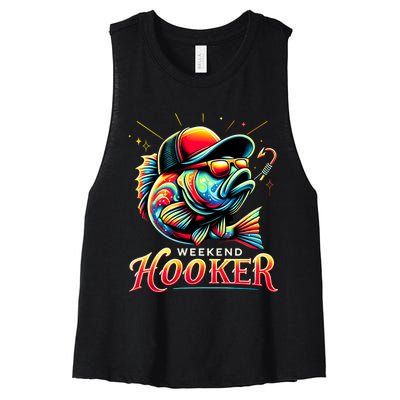 Weekend Hooker Funny Bass Fishing Women's Racerback Cropped Tank