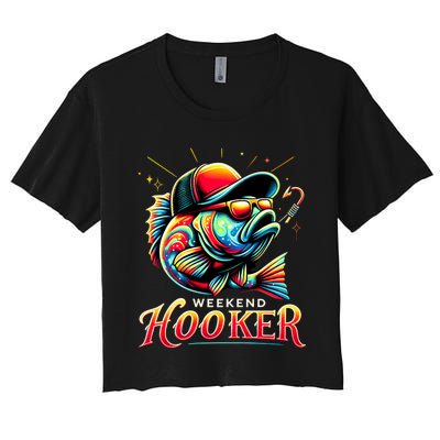 Weekend Hooker Funny Bass Fishing Women's Crop Top Tee