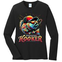 Weekend Hooker Funny Bass Fishing Ladies Long Sleeve Shirt