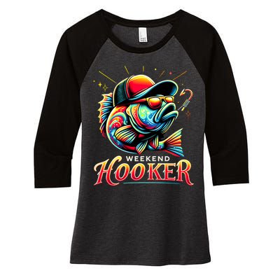 Weekend Hooker Funny Bass Fishing Women's Tri-Blend 3/4-Sleeve Raglan Shirt