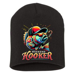 Weekend Hooker Funny Bass Fishing Short Acrylic Beanie