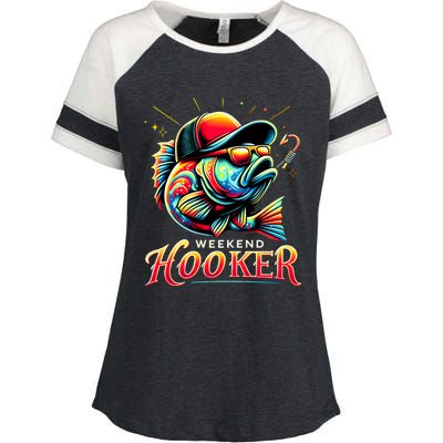 Weekend Hooker Funny Bass Fishing Enza Ladies Jersey Colorblock Tee