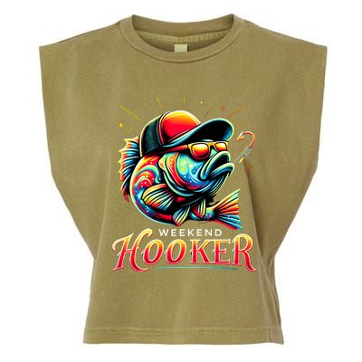 Weekend Hooker Funny Bass Fishing Garment-Dyed Women's Muscle Tee