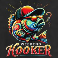 Weekend Hookerr Funny Fish Dad Love Fishing Father's Day 7 Panel Mesh Trucker Snapback Hat
