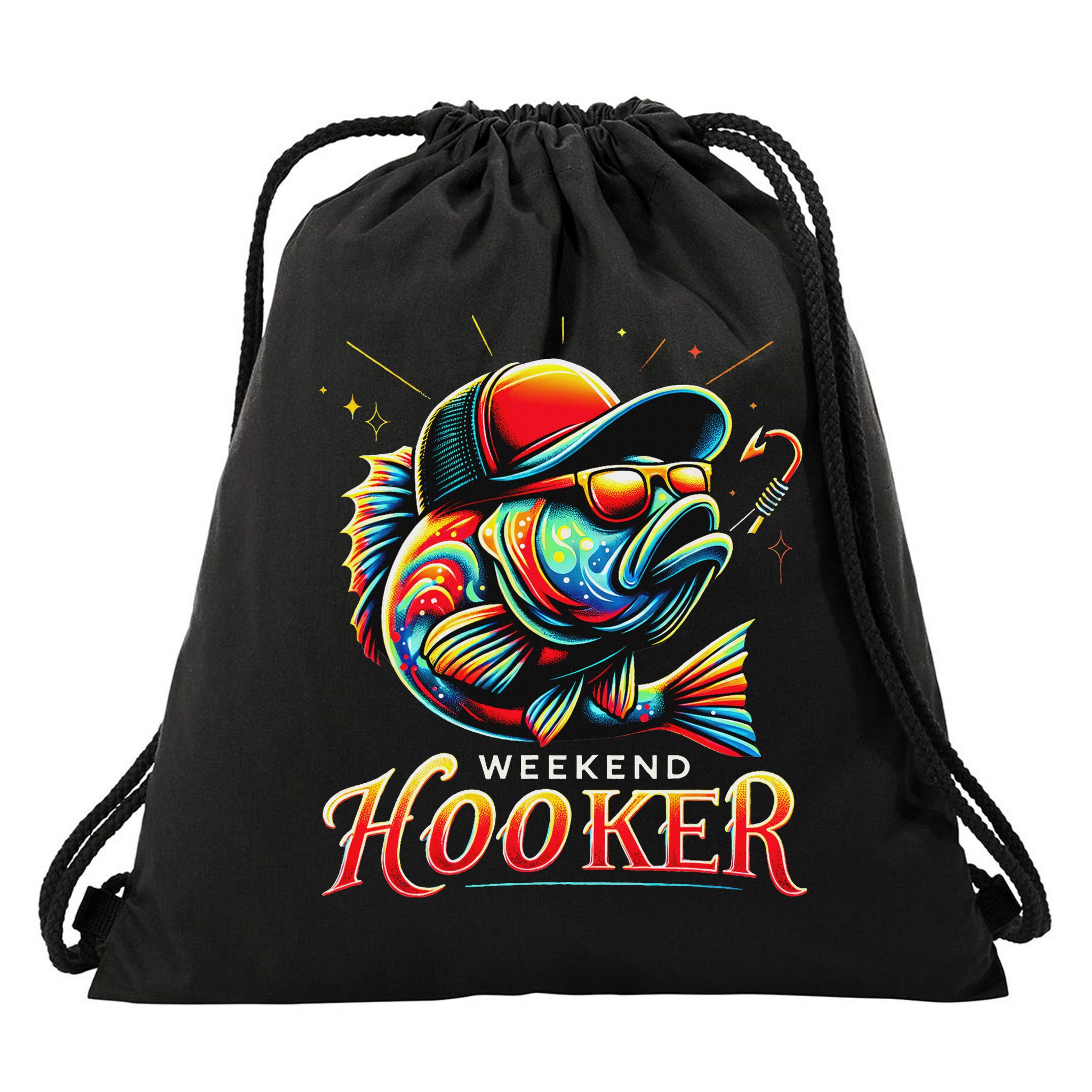 Weekend Hookerr Funny Fish Dad Love Fishing Father's Day Drawstring Bag