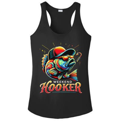 Weekend Hookerr Funny Fish Dad Love Fishing Father's Day Ladies PosiCharge Competitor Racerback Tank
