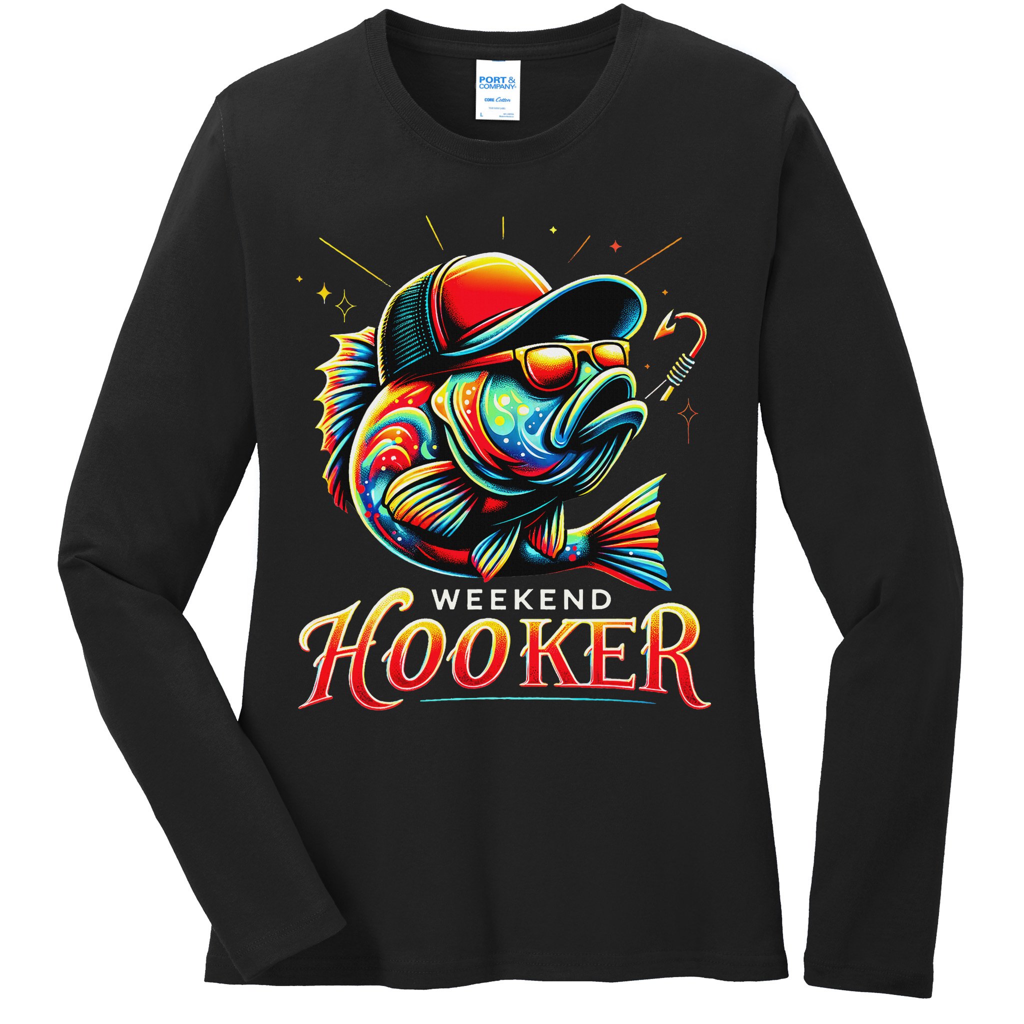 Weekend Hookerr Funny Fish Dad Love Fishing Father's Day Ladies Long Sleeve Shirt