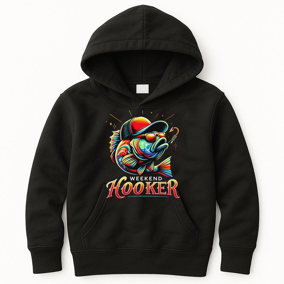 Weekend Hookerr Funny Fish Dad Love Fishing Father's Day Kids Hoodie