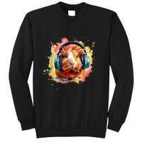 Watercolor Headphones Funny Guinea Pig Sweatshirt