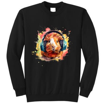 Watercolor Headphones Funny Guinea Pig Sweatshirt