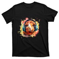 Watercolor Headphones Funny Guinea Pig T-Shirt