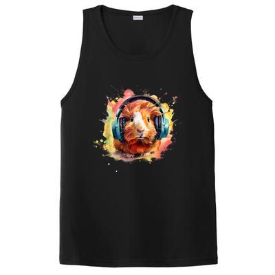 Watercolor Headphones Funny Guinea Pig PosiCharge Competitor Tank