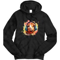 Watercolor Headphones Funny Guinea Pig Tie Dye Hoodie