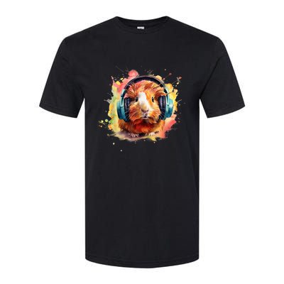 Watercolor Headphones Funny Guinea Pig Softstyle CVC T-Shirt