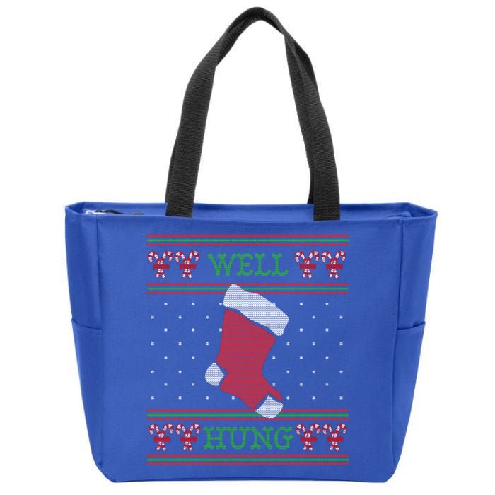 Well Hung Funny Adult Ugly Christmas Style Gift Zip Tote Bag