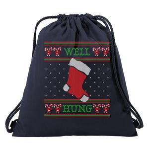 Well Hung Funny Adult Ugly Christmas Style Gift Drawstring Bag