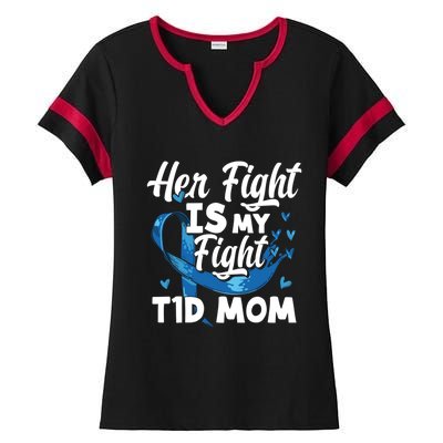 Wo Her Fight Is My Fight T1d Mom Diabetes Awareness Great Gift Ladies Halftime Notch Neck Tee