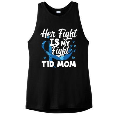 Wo Her Fight Is My Fight T1d Mom Diabetes Awareness Great Gift Ladies PosiCharge Tri-Blend Wicking Tank