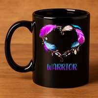 Warrior Heart Feather Graphic 11oz C Handle Ceramic Mug