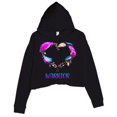 Warrior Heart Feather Graphic Crop Fleece Hoodie