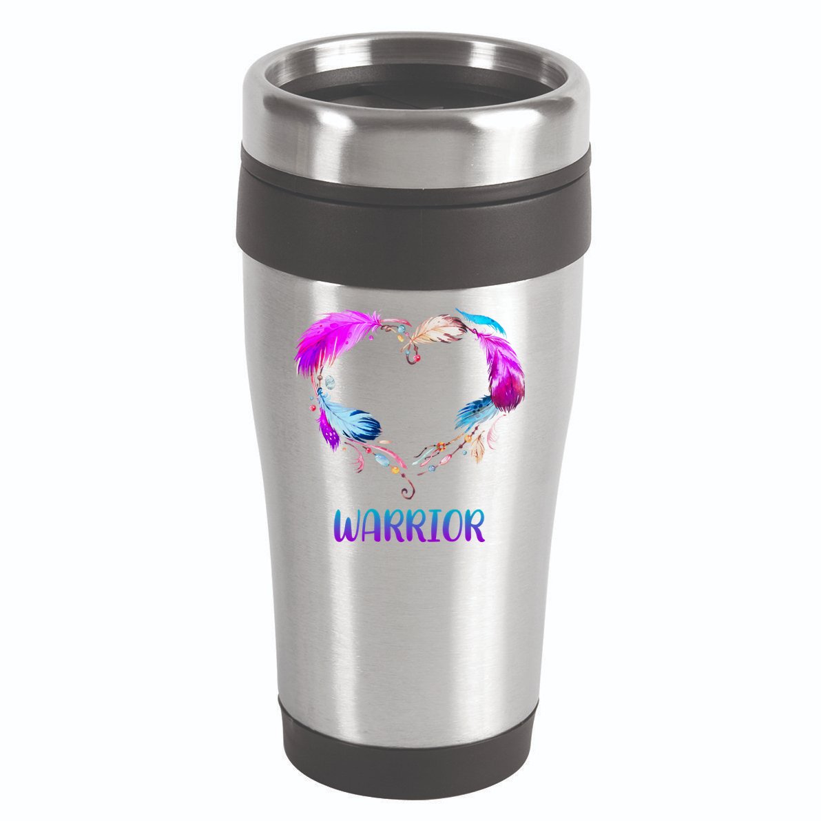 Warrior Heart Feather Graphic 16oz Travel Tumbler