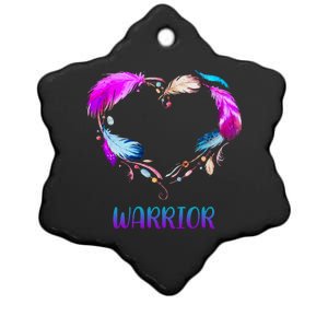 Warrior Heart Feather Graphic Ceramic Star Ornament