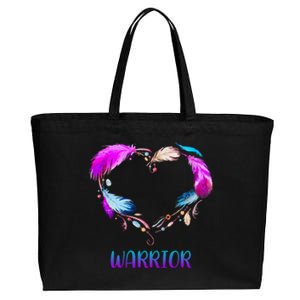 Warrior Heart Feather Graphic Cotton Canvas Jumbo Tote