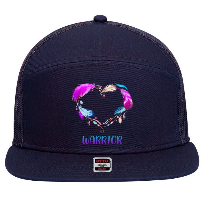 Warrior Heart Feather Graphic 7 Panel Mesh Trucker Snapback Hat