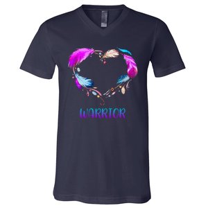 Warrior Heart Feather Graphic V-Neck T-Shirt