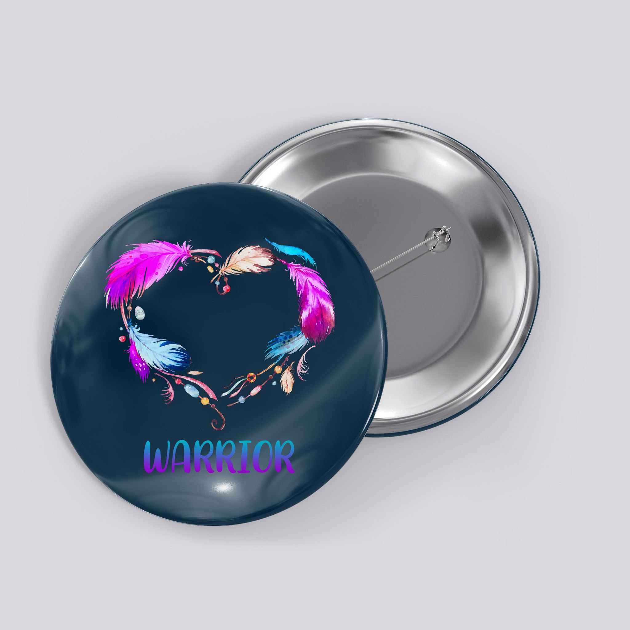 Warrior Heart Feather Graphic Button